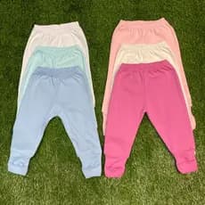 Calça de bebê, culote de bebê liso com vira-pé em algodão Enxoval