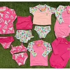 Roupas de praia infantil para meninas com proteção UV, biquinis, maiô, camisetas, body, verão