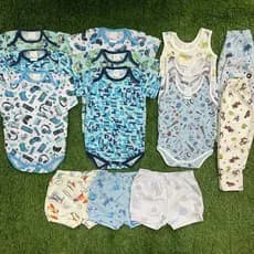 Peças unitárias, sortidas e estampadas para bebê masculino, body manga curta, body manga longa, body regata, calça e bermuda tapa fralda; enxoval; maternidade