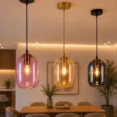 Pendente Glass Champagne Rose/Âmbar/Fumê Suporta até 40W com Soquete E27 S/ Lâmpada Bivolt