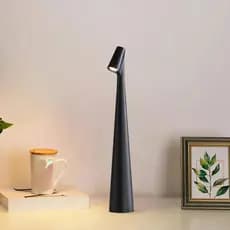 Luminária Abajur Candeeiro de Mesa Vanguard Portátil Recarregável para Casa Luz Quente Preto