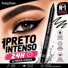 Lápis Delineador Ruby Rose Preto Intenso À Prova D'Água Longa Duração Carbon Black