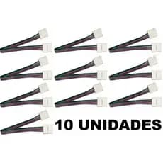 10 Emenda Extensora Conector Com Fio Rápido Simples Fita Led 3528 5050 RGB Colorida 4 Vias 10mm Sem solda