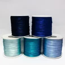 Cordão de Cetim, Fio de Seda, Rabo de Rato 1mm -  Tons de Azul
