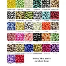 Pérola 8 mm ABS inteira com Furo 50g aprox. 190 unidades
