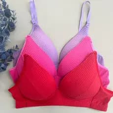 Kit 3 Sutiã de Suede Canelado Sem Aro Sutia Bojo Soft Molinho Macio Sustentação Soutien Feminino Não Amassa St024