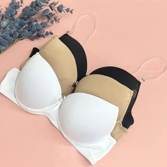 Kit 3 Sutiãs com Bojo e Alça de Silicone Invisível – Conforto e Sustentação St036