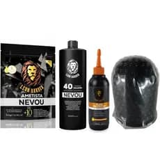 Kit Para Reflexo -1 Touca Sem Furação Unissex  +  1 Oxigenada Nevou 40v. + 1 Pó Descolorante Ametista + 1 Óleo Protetor