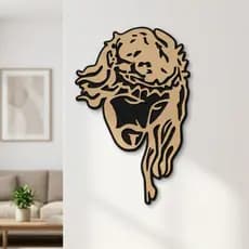 Quadro Decorativo Face de Cristo em MDF – Arte Religiosa Moderna para Sala, Quarto e Escritório