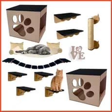 Playground Parquinho Para Gato Completo Com Nichos Toca Prateleira Ponte
