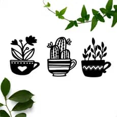 3 Quadrinhos Decorativos Plantinhas Em Mdf