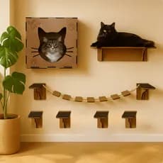 Kit 7 Peças Playground Em Madeira Mdf Para Gatos