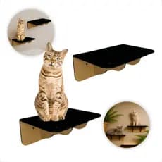 2 Prateleiras Escada Para Gatos Prateleira Suspenso De Parede Em MDF Com Carpete Envio Rápido