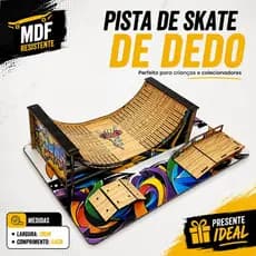 Skate Park De Dedo Pista Com 3 Rampas E Corrimão Em MDF Adesivado