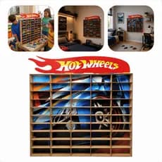 Porta Carrinhos HotWheels em MDF Expositor para 50 Carrinhos