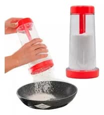 Polvilhador 2 em 1 para Tapioca: Armazena e Peneira Sem Sujeira e Desperdício!
