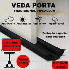 Veda Porta Rolinho Protetor  kit 70cm / 80 cm/90cm Preto tradicional