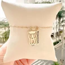 Pulseira Pedagogia Banhada a Ouro 18k Pingente Presente - RT_2107