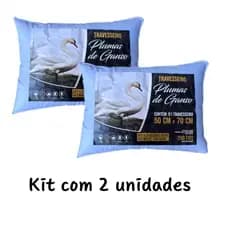 2 Travesseiro Plumas de Ganso Confort Plumas Sintética 70x50 Super Macio