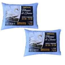 Promoção Kit 2 Travesseiros Pluma Pena de Ganso 100% Toque Macio Anti Alergico