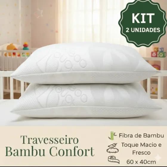 Kit 2 Travesseiro Bebê Infantil Antialérgico Super Macio 60x40cm