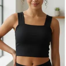 Cropped Feminino Canelado Premium Casual Top Alça Grossa Faixa Algodão