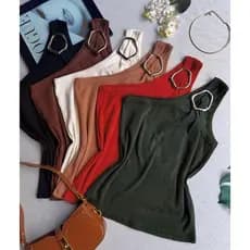 Blusa Regata Feminina Ribana Canelada Premium Manga nula ombro Só com Fivela Orgânica Tendência