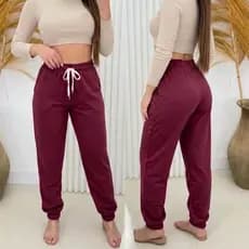 Calça Moletom Feminina FlaneladaFelpada Quentinha Calça Jogger Com Bolso Cadarço Confortavel Elegant