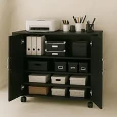 QUEIMA DE ESTOQUE - Balcão Organizador com 2 Portas e Rodízios – Ideal para Escritório ou Sala