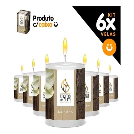 Kit 6x Vela Aromatica Velas Perfumada Decorativa 60g - Perfume Baunilha Vanilla