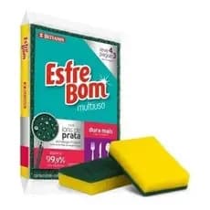 Esponja esfrebom Com 4 Esponja Multiuso Com Ions De Prata Lava Loucas