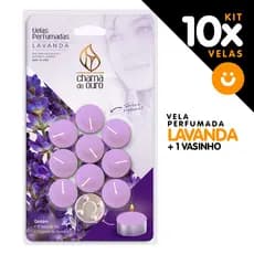 Kit 10x Vela Rechaud Aromatica Perfumada Gourmet + 1 Vaso De Aluminio Lavanda