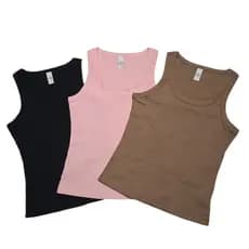 Kit 3 Regata Canelada premium basica-blusa regata feminina