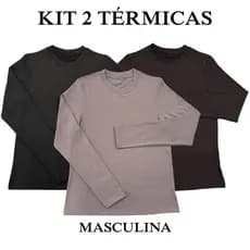 Kit 2 Blusa Térmica Masculina Peluciada de Gola Redonda