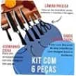 Kit Facas Profissional 6 Peças Aço Inox Chef Cozinha Churrasco Preto Premium