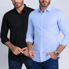 Kit Camisa Social Masculina Slim Fit Manga Longa de Botão Elegante Premium Casual