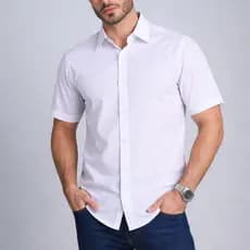 Camisa Social Manga Curta Slim Fit Premium Masculina Elegante Esporte Fino Confortável Blusa Casual de Botão