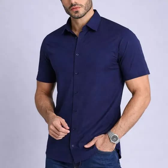 Camisa Social Masculina Manga Curta Slim Fit Premium Elegante Confortável Esporte Fino Blusa Casual de Botão