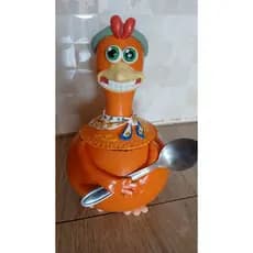Galinha de Biscuit Artesanal Decorativo Cozinha 13cm.