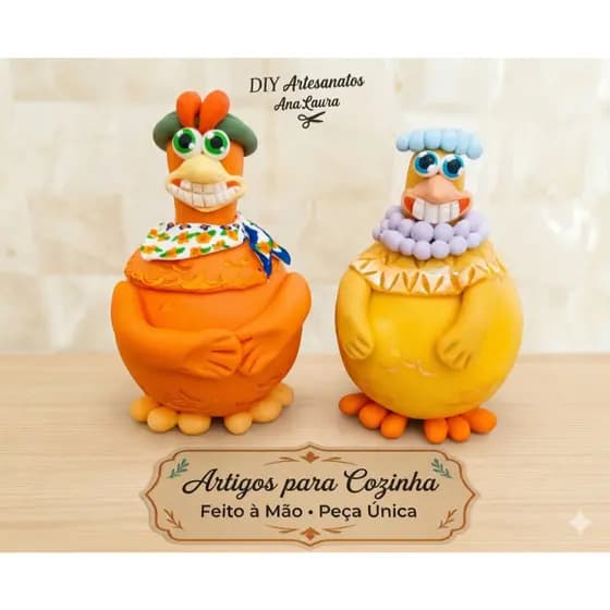 Kit 2 Galinhas em Biscuit - Promoção Exclusiva!