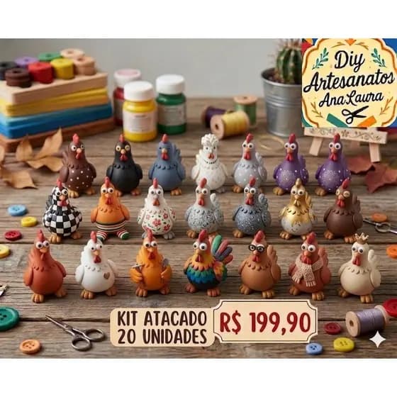 Kit 20 Galinhas De Angola Artesanais Atacado Decoração Enfeite