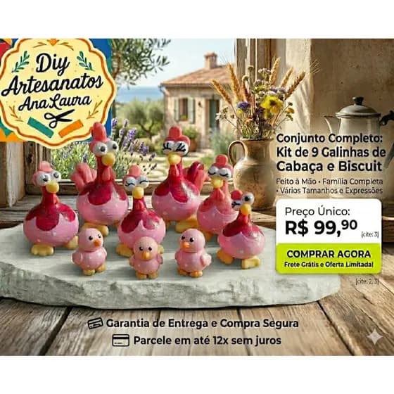 Kit 9 Galinhas De Cabaça E Biscuit Completo Cozinha Oferta