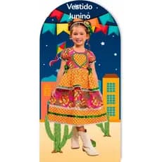Vestido Festa Junina Infantil Menina em Chita 100% Algodão Forrado