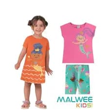 Kit Infantil 2 Conjuntos Malwee Kids Menina Conjunto + Vestido Roupa Infantil Feminina  Premium