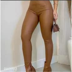 calça leggings PU com flanelada importado femininas modas PK0992