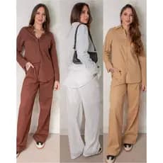conjunto Linho importado femininas modas（calça+forro）LD8410