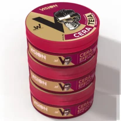 Kit 03 Cera Pomada Modeladora Teia Vision Barber Shop 130g Barba Cabelo Bigode