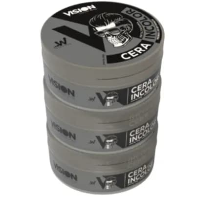 Kit 03 Cera Pomada Modeladora Incolor Vision Barber Shop 130g Barba Cabelo Bigode