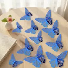12 Borboletas 3D Adesivo Decoração Eventos Quarto Sala Aniversario Festa Bolo Cores Vivas
