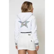 Moletom Cropped Dupla Face Com Relevo Planet Girls Branco